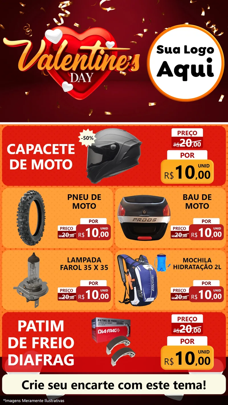 Modelo de TV para TV Vertical com o tema Valentine's Day para Moto peças