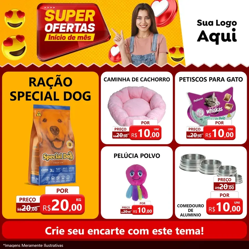 Modelo de Rede Social para Feed Facebook com o tema Super Ofertas Inicio De mês para Pet Shop