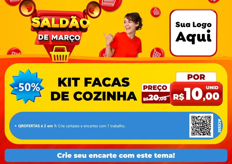 Modelo de Cartaz para Cartaz A4 Horizontal com o tema Saldão de Março para Utilidades Domésticas