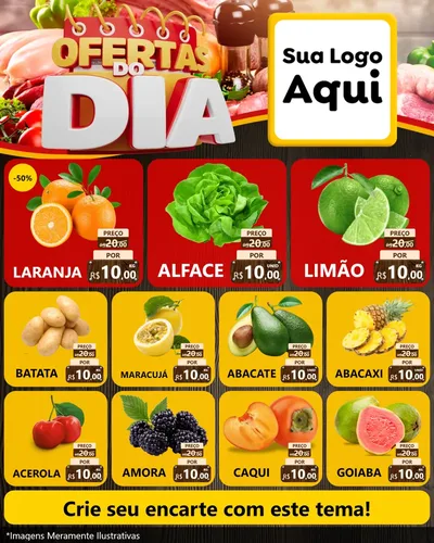 Modelo de Rede Social para Feed Instagram com o tema Ofertas do Dia para Hortifrúti