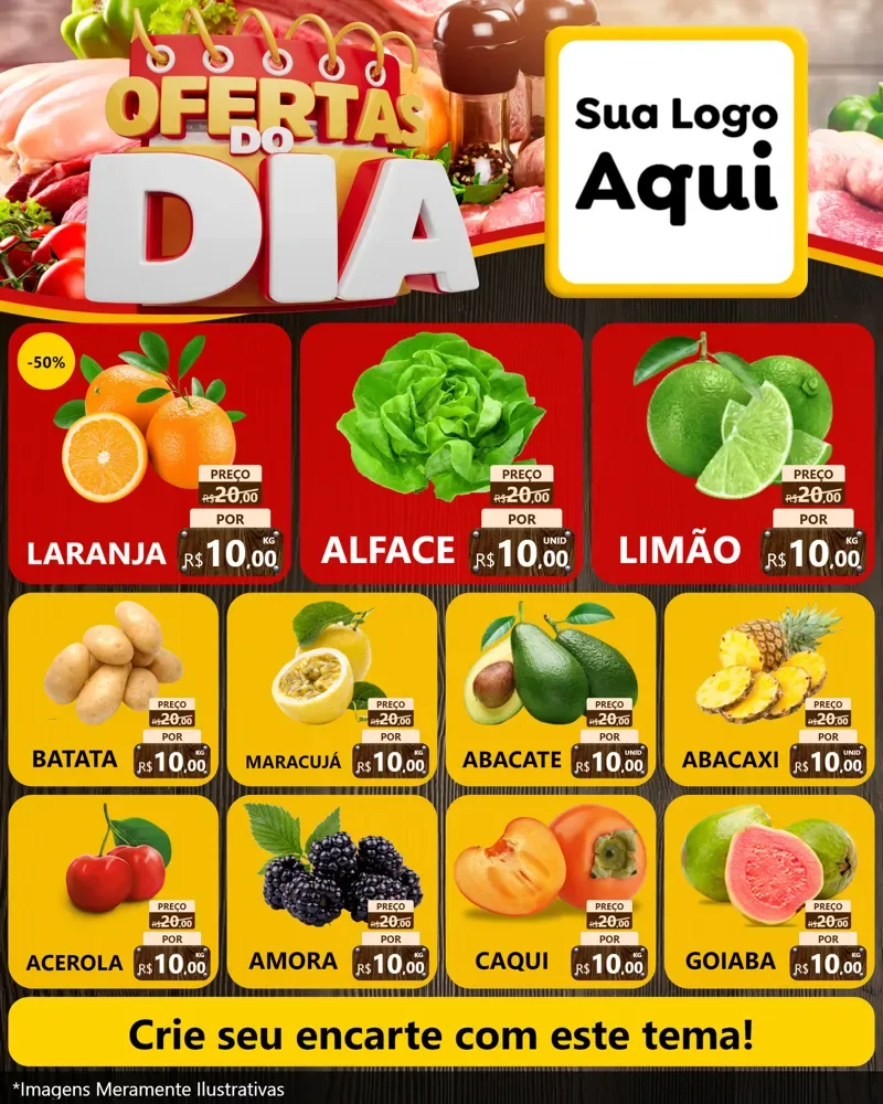 Modelo de Rede Social para Feed Instagram com o tema Ofertas do Dia para Hortifrúti
