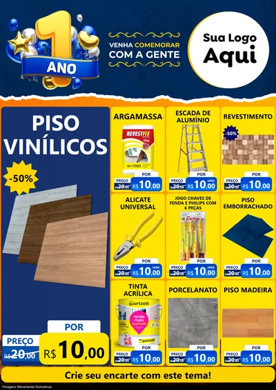 Modelo de Encarte para Encarte A4 Vertical com o tema Um Ano de Aniversário para Material para Construção
