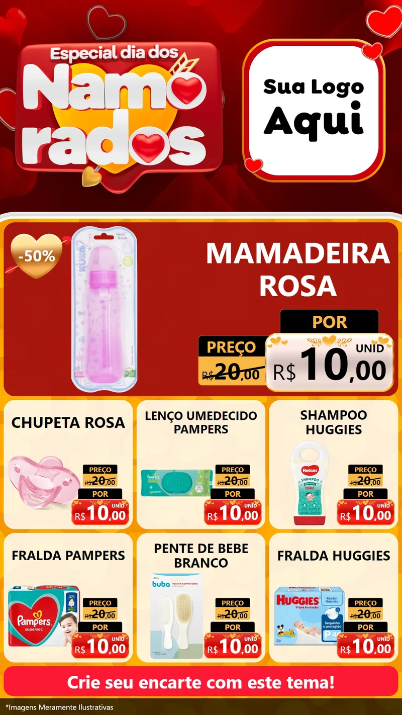 Modelo de Rede Social para Stories com o tema Especial Dia dos Namorados para Bebês