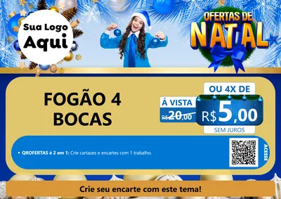 Modelo de Cartaz para Cartaz A4 Horizontal com o tema Ofertas de Natal para Móveis e Eletro