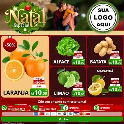 Modelo de Rede Social para Feed Facebook com o tema Natal Especial para Hortifrúti