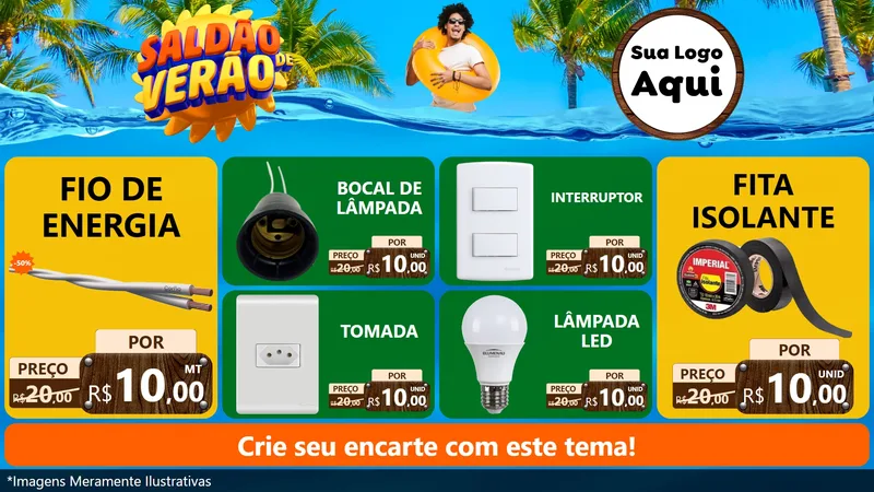 Modelo de TV para TV Horizontal com o tema Saldão de Verão para Materiais Elétricos