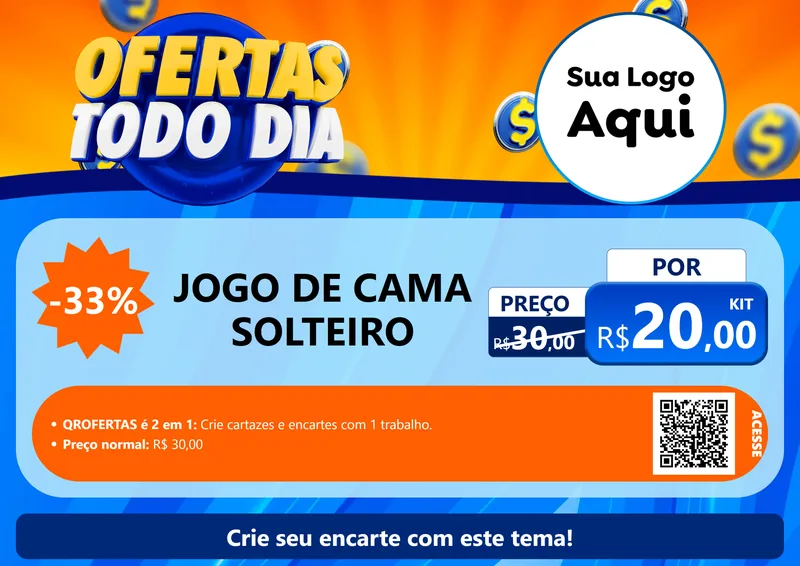 Modelo de Cartaz para Cartaz A4 Horizontal com o tema Ofertas Todo Dia para Cama, Mesa e Banho