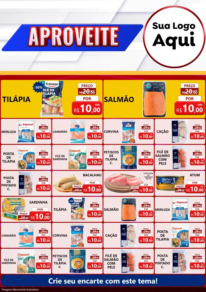 Modelo de Encarte para Encarte A4 Vertical com o tema Aproveite para Peixaria