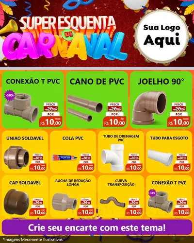 Modelo de Rede Social para Feed Instagram com o tema Super Esquenta de Carnaval para Tubos e conexões