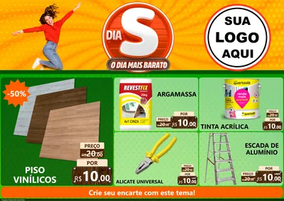 Modelo de Encarte para Encarte A4 Horizontal com o tema Dia S - O Dia Mais Barato para Material para Construção