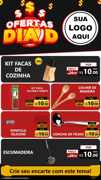 Modelo de TV para TV Vertical com o tema Ofertas Dia D para Utilidades Domésticas