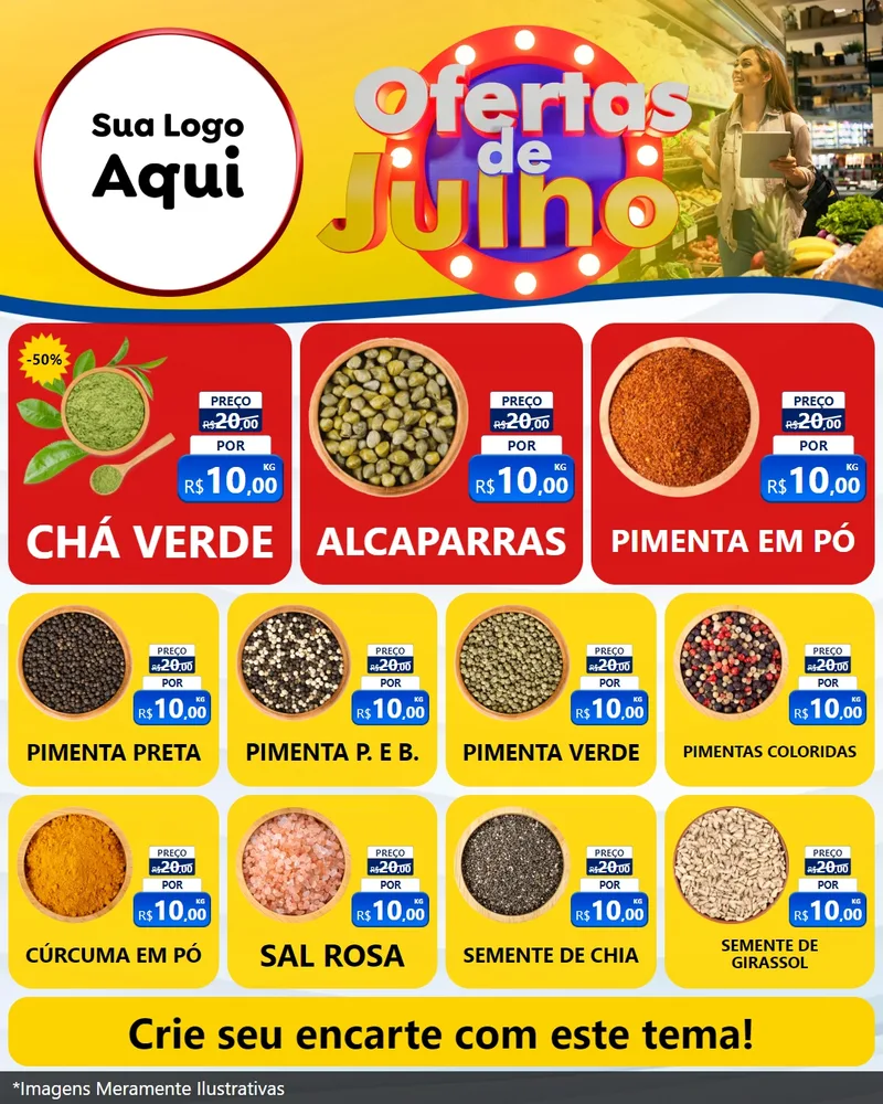 Modelo de Rede Social para Feed Instagram com o tema Ofertas de Julho para Produtos Naturais