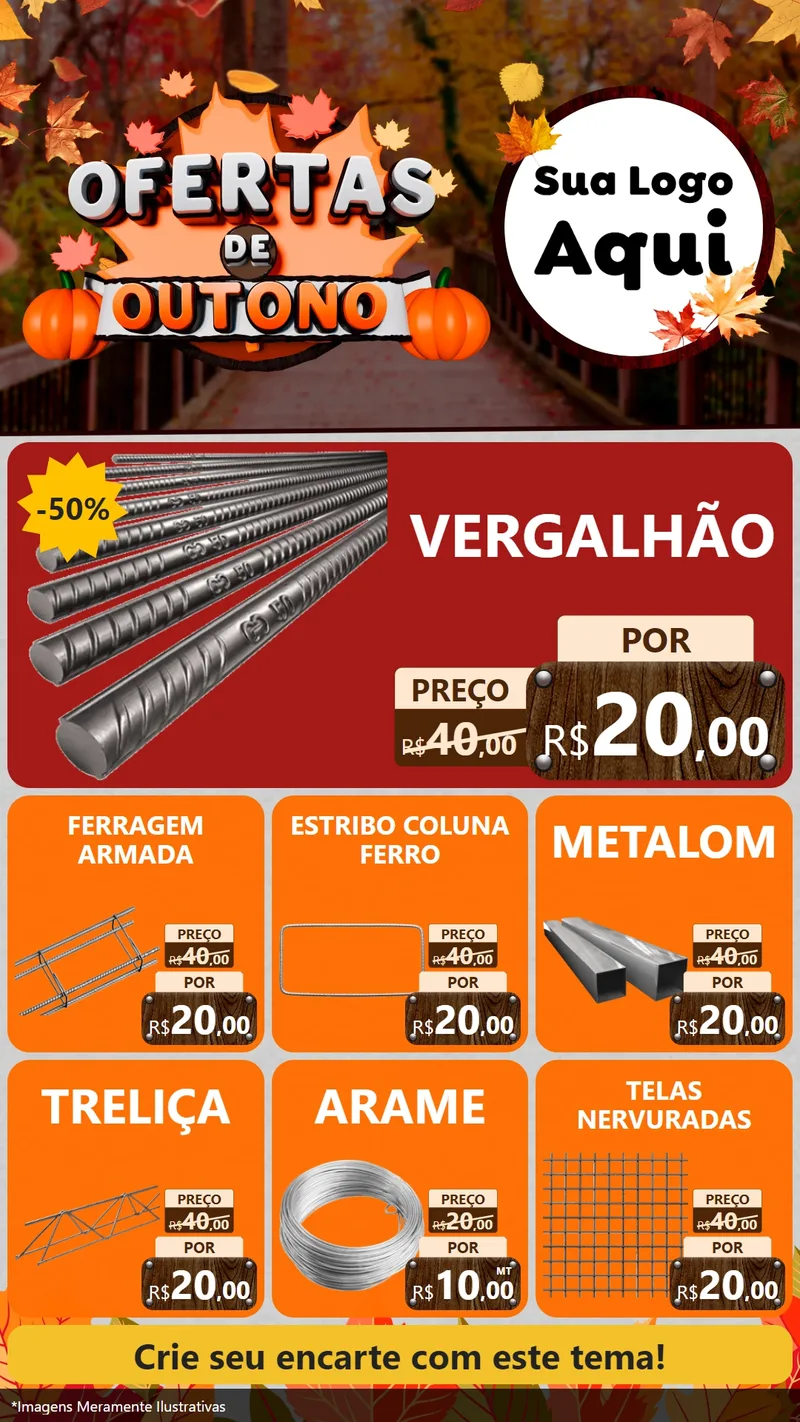Modelo de Rede Social para Stories com o tema Ofertas de Outono para Ferragens