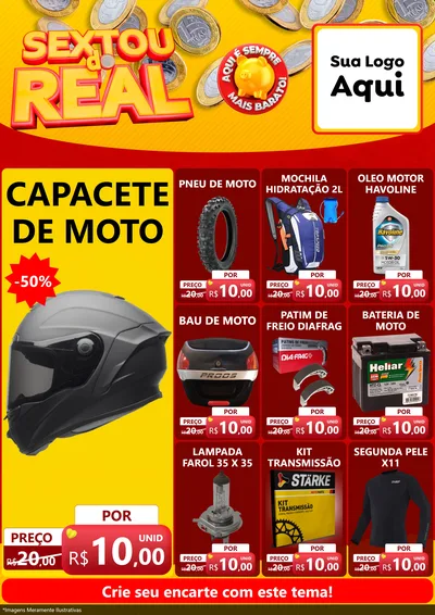 Modelo de Encarte para Encarte A4 Vertical com o tema Sextou do Real para Moto peças