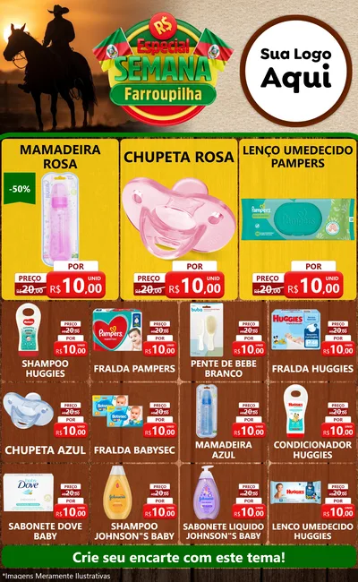 Modelo de Encarte para Encarte Grande com o tema Especial Semana Farroupilha para Bebês