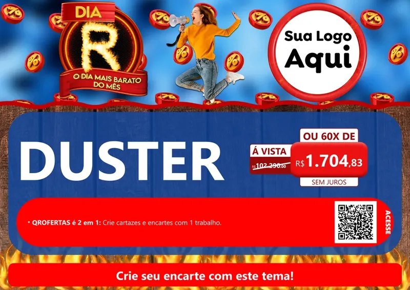 Modelo de Cartaz para Cartaz A4 Horizontal com o tema Dia R - O Dia Mais Barato Do Mês para Concessionaria de Carros