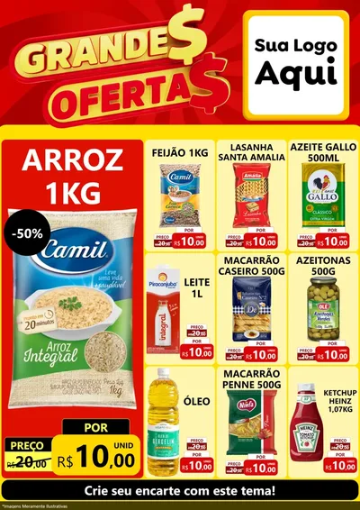 Modelo de Encarte para Encarte A4 Vertical com o tema Grandes Ofertas para Supermercado