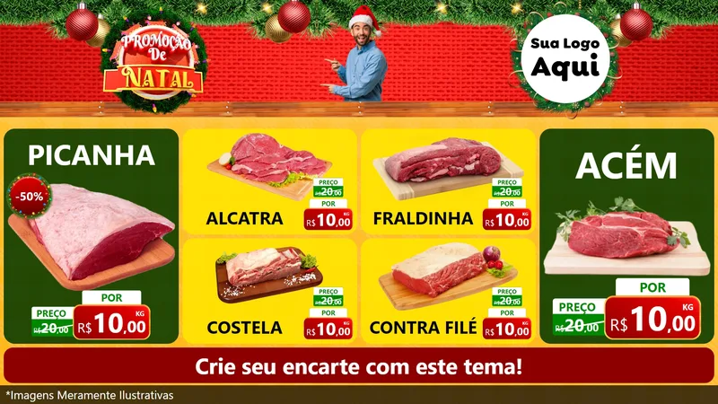 Modelo de TV para TV Horizontal com o tema Promoção de Natal para Açougue