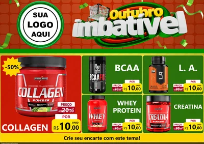 Modelo de Encarte para Encarte A4 Horizontal com o tema Outubro Imbatível para Suplementos alimentares