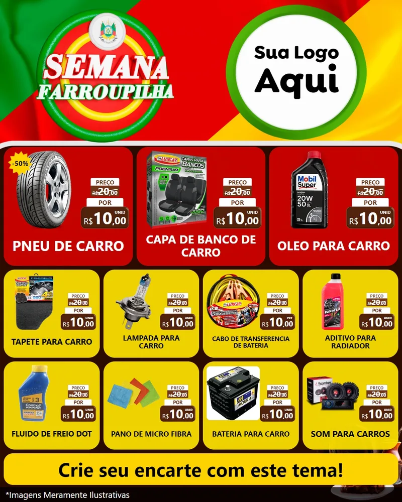 Modelo de Rede Social para Feed Instagram com o tema Semana Farroupilha para Auto peças