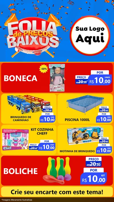 Modelo de TV para TV Vertical com o tema Folia de Preços Baixos para Brinquedos
