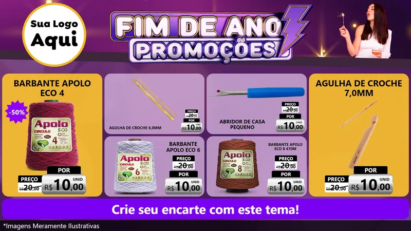 Modelo de TV para TV Horizontal com o tema Fim de Ano Promoções para Armarinho e Aviamentos