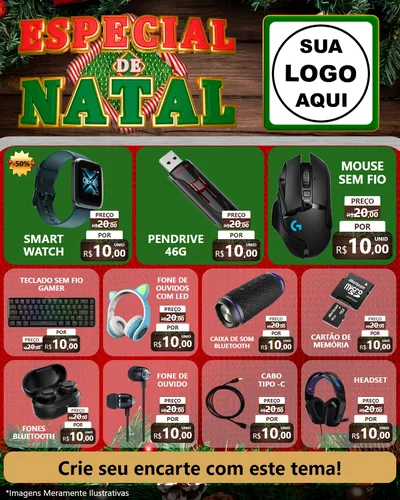 Modelo de Rede Social para Feed Instagram com o tema Especial de Natal para Informática