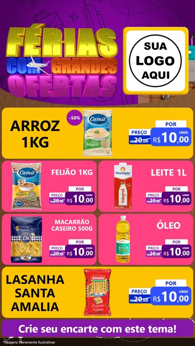 Modelo de TV para TV Vertical com o tema Férias com Grandes Ofertas para Supermercado