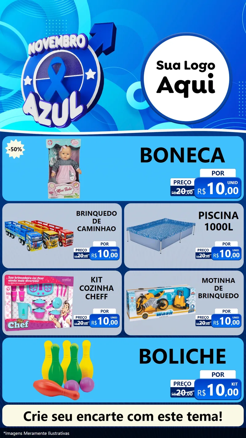 Modelo de TV para TV Vertical com o tema Novembro Azul para Brinquedos