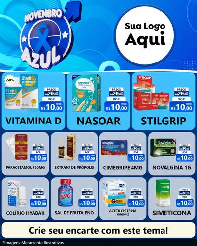 Modelo de Rede Social para Feed Instagram com o tema Novembro Azul para Farmácia