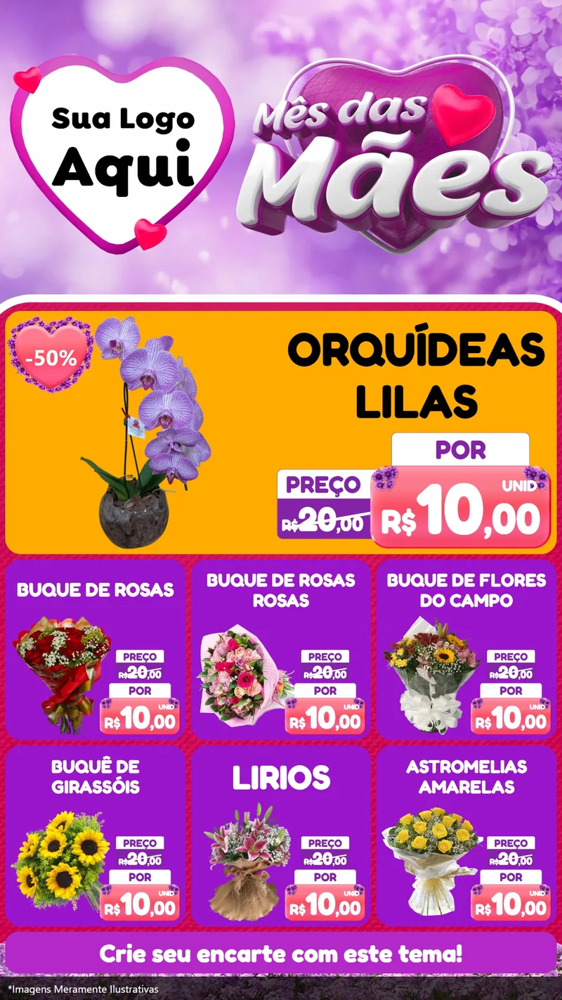 Modelo de Rede Social para Stories com o tema Mês das Mães para Floricultura e jardim