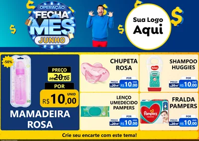 Modelo de Encarte para Encarte A4 Horizontal com o tema Operação Fecha Mês, Junho para Bebês
