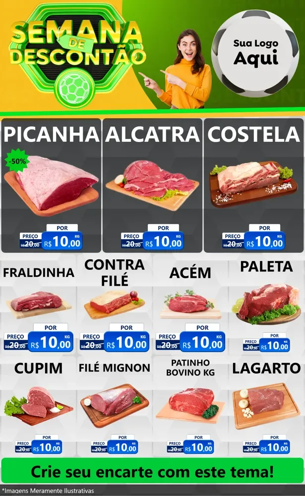Modelo de Encarte para Encarte Grande com o tema Semana de Descontão - Copa para Açougue