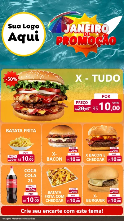 Modelo de Rede Social para Stories com o tema Janeiro de Promoção para Hamburgueria
