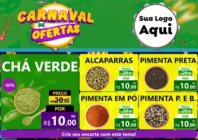 Modelo de Encarte para Encarte A4 Horizontal com o tema Carnaval de Ofertas para Produtos Naturais