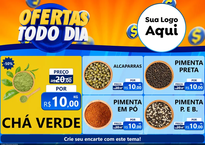 Modelo de Encarte para Encarte A4 Horizontal com o tema Ofertas Todo Dia para Produtos Naturais