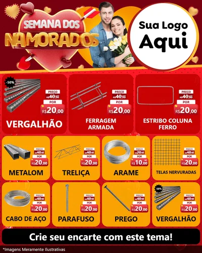 Modelo de Rede Social para Feed Instagram com o tema Semana dos Namorados para Ferragens