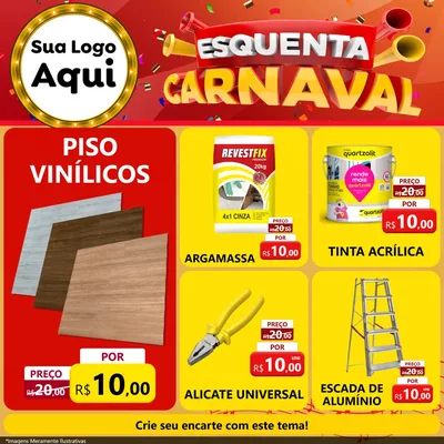 Modelo de Rede Social para Feed Facebook com o tema Esquenta Carnaval para Material para Construção