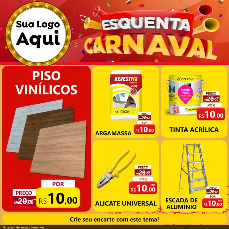 Modelo de Rede Social para Feed Facebook com o tema Esquenta Carnaval para Material para Construção