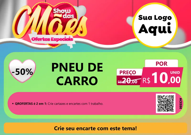 Modelo de Cartaz para Cartaz A4 Horizontal com o tema Show das Mães - Ofertas Especiais para Auto peças