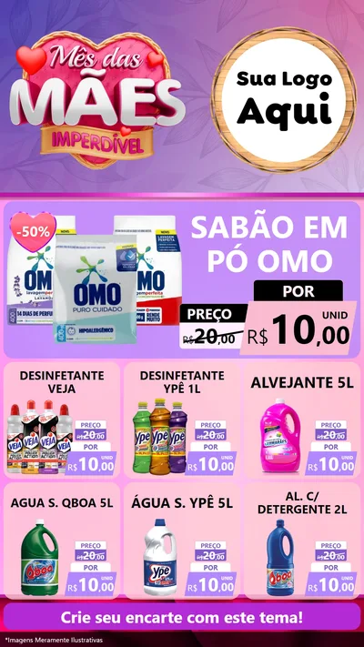 Modelo de Rede Social para Stories com o tema Mês das Mães Imperdível para Produtos de Limpeza