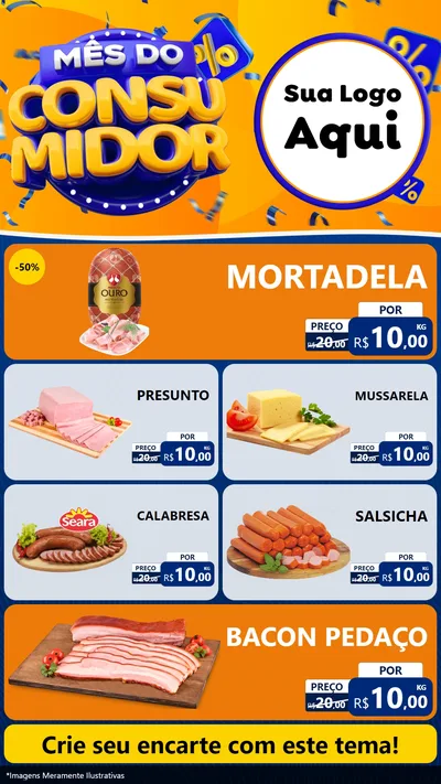 Modelo de TV para TV Vertical com o tema Mês do Consumidor para Frios e Laticínios