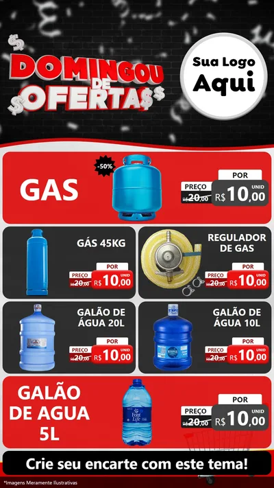 Modelo de TV para TV Vertical com o tema Domingou de Ofertas para Água e gás