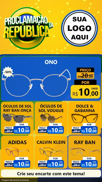 Modelo de Rede Social para Stories com o tema Proclamação da República para Óticas
