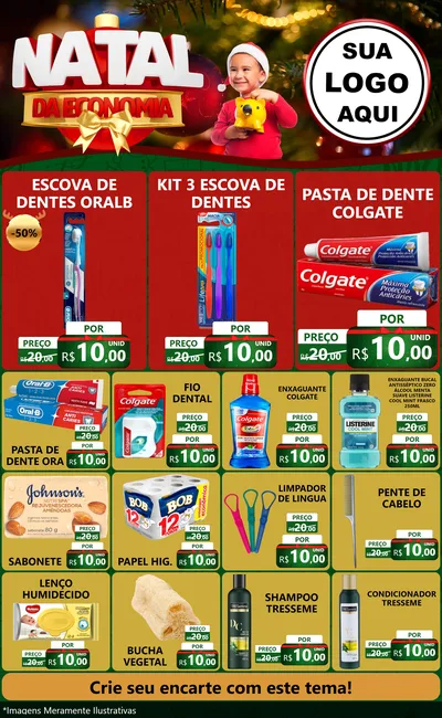 Modelo de Encarte para Encarte Grande com o tema Natal da Economia para Higiene Pessoal
