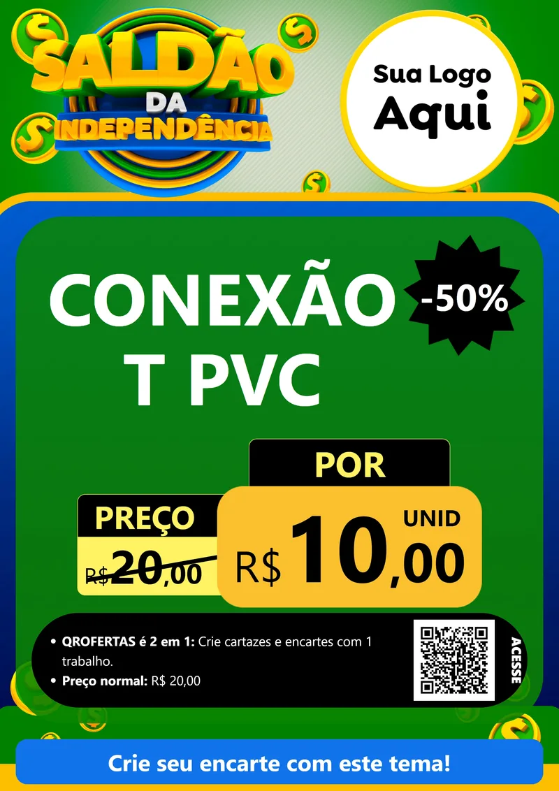 Modelo de Cartaz para Cartaz A4 Vertical com o tema Saldão da Indepêndencia para Tubos e conexões