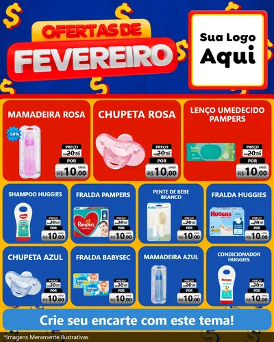 Modelo de Rede Social para Feed Instagram com o tema Ofertas de Fevereiro para Bebês