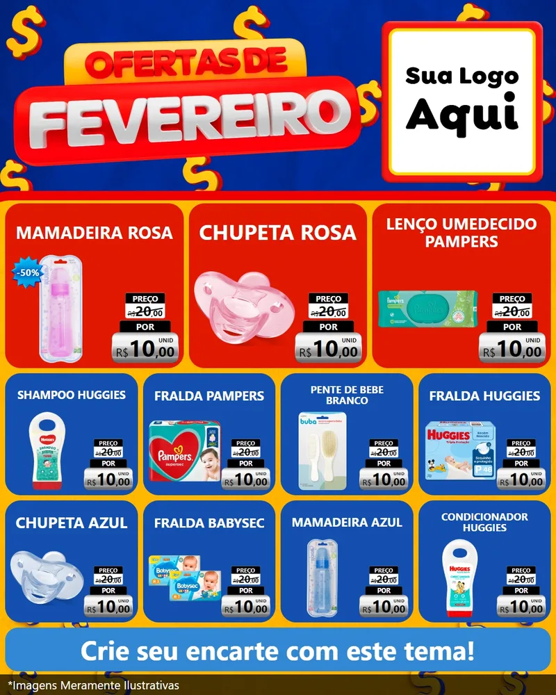 Modelo de Rede Social para Feed Instagram com o tema Ofertas de Fevereiro para Bebês