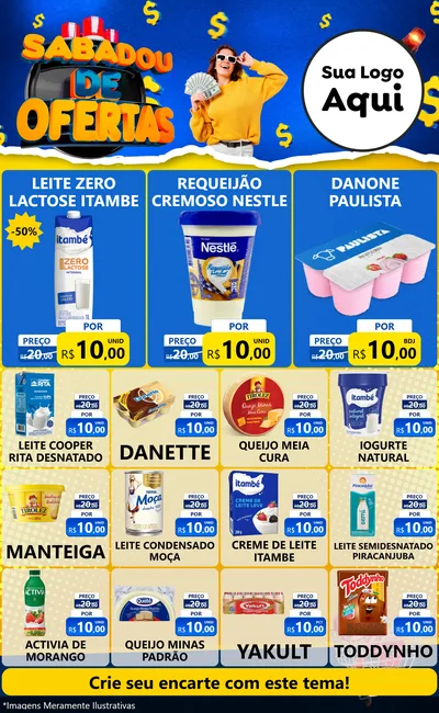 Modelo de Encarte para Encarte Grande com o tema Sabadou de Ofertas para Frios e Laticínios
