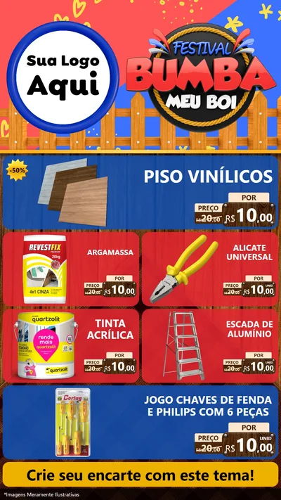 Modelo de TV para TV Vertical com o tema Festival Bumba Meu Boi para Material para Construção